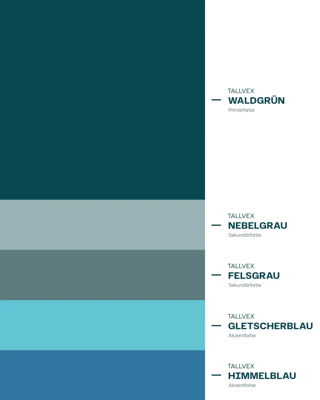 Ansicht verschiedener Farbwerte, die das Corporate Design ausmachen.