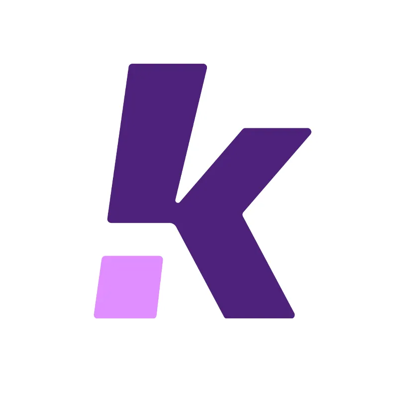 Knowhow-Icon auf weißem Hintergrund – stilisiertes ‚K‘ in Violett mit digitalem Muster.